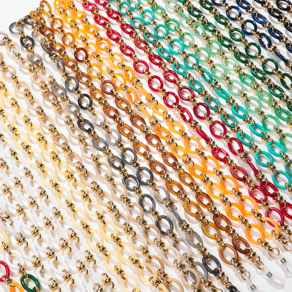 New Colorful Acrylic Oval Link Glasses Chain Strap for Women 70cm Hanging Neck Mask Rope Sunglasses Lanyard Cord Accessories