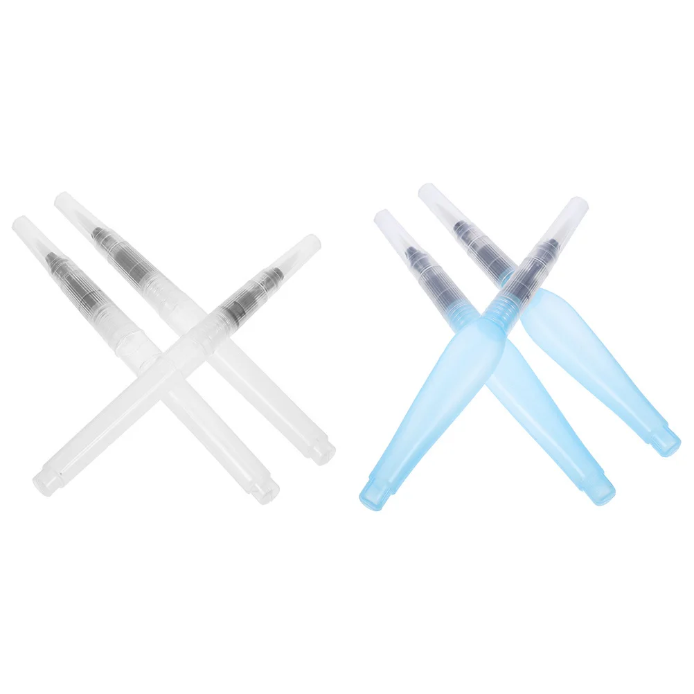 

6pcs Refillable Watercolor Pen Transparent Body Water Brush Pens For Painting Reusable Art Brush Drawing Tool For Adults