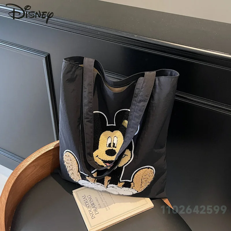 

Disney Mickey New Women's Handbag Fashion High Quality Canvas Shoulder Bag Cartoon Leisure Versatile Large Capacity Shopping Bag