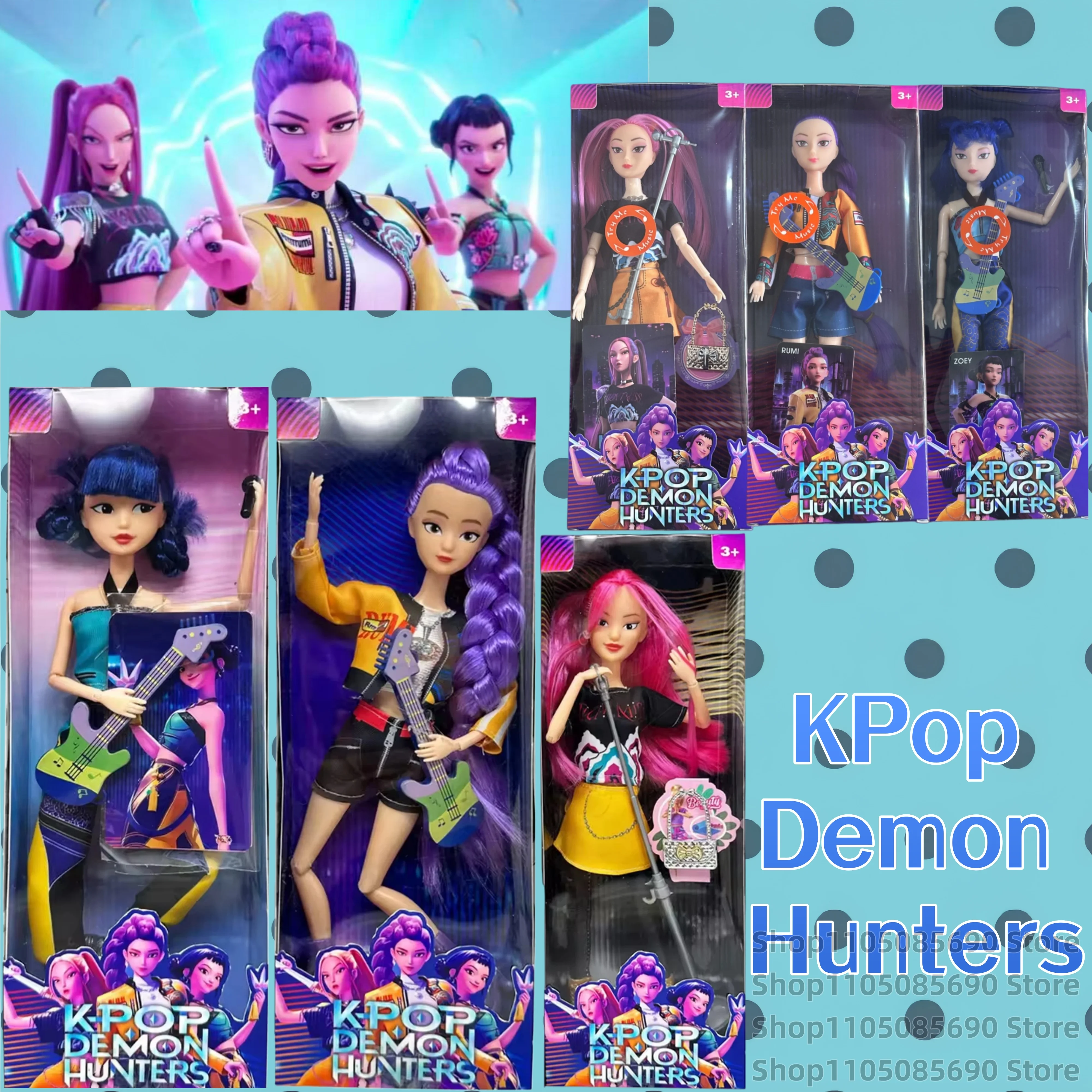 2026 ألعاب الدمى الموسيقية Kpop شيطان الصيادين عمل الشكل رومي ميرا زوي جميلة الأميرة طفلة الدمى البلاستيك لتقوم بها بنفسك لعبة لفتاة