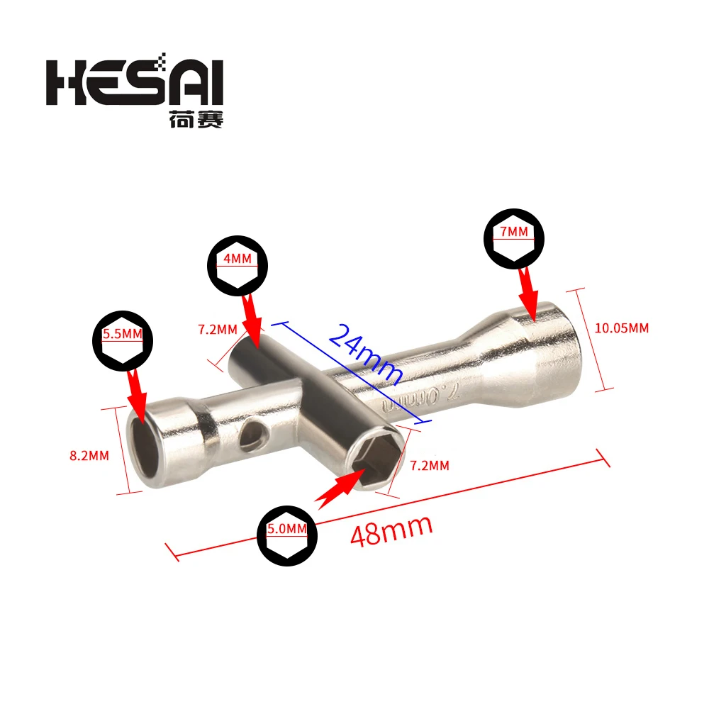 E3D V6 Nozzle Mini Spanner M2 M2.5 M3 M4 Screw Nut Hexagonal Cross 7mm Wrench Sleeve Socket Maintenance Model Car Wheel Tool