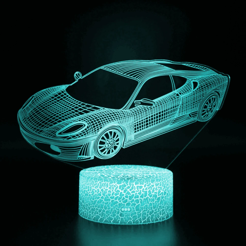 

Race Car Night Light Boys 3D Car Lamp 7 Colors Changing Car Party Supplies Holiday Christmas Birthday Gifts for Kids Child Teen