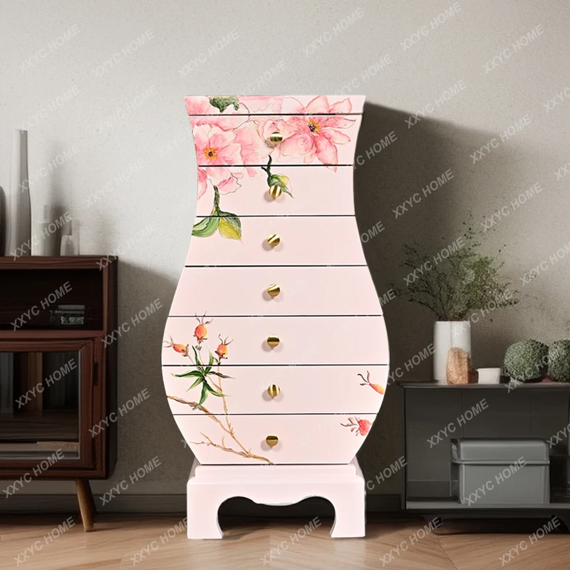 Z Entrance seven-bucket vase cabinet storage sofa side cabinet painted