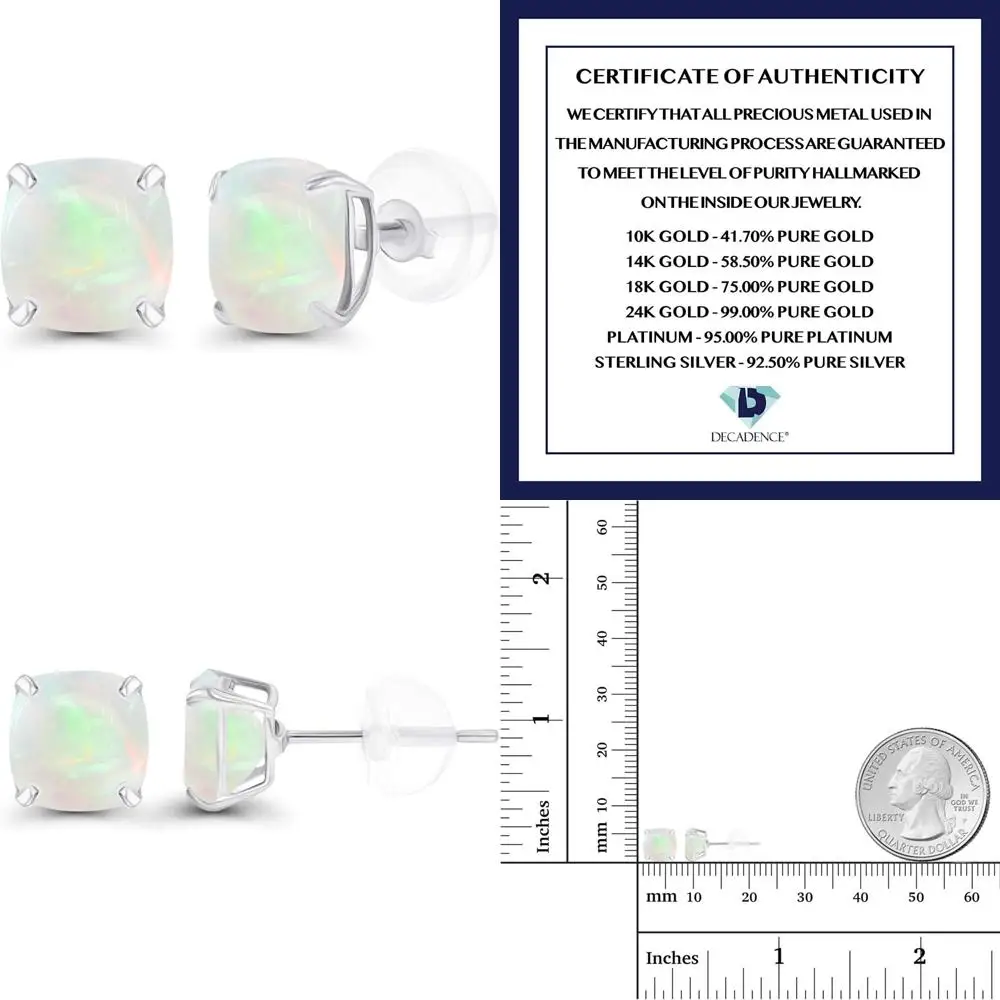 

Women's 14K Gold 6mm Cushion Birthstone Stud Earrings - Hypoallergenic Natural or Created Gemstones