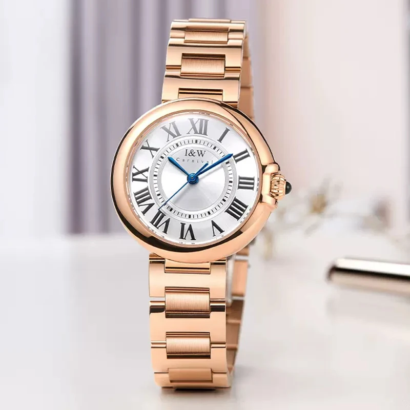 Carnival Famous Luxury Brand High Quality Stainless Steel Silver Women Quartz Watch Fashion Sport Women Watches Relogio Feminino