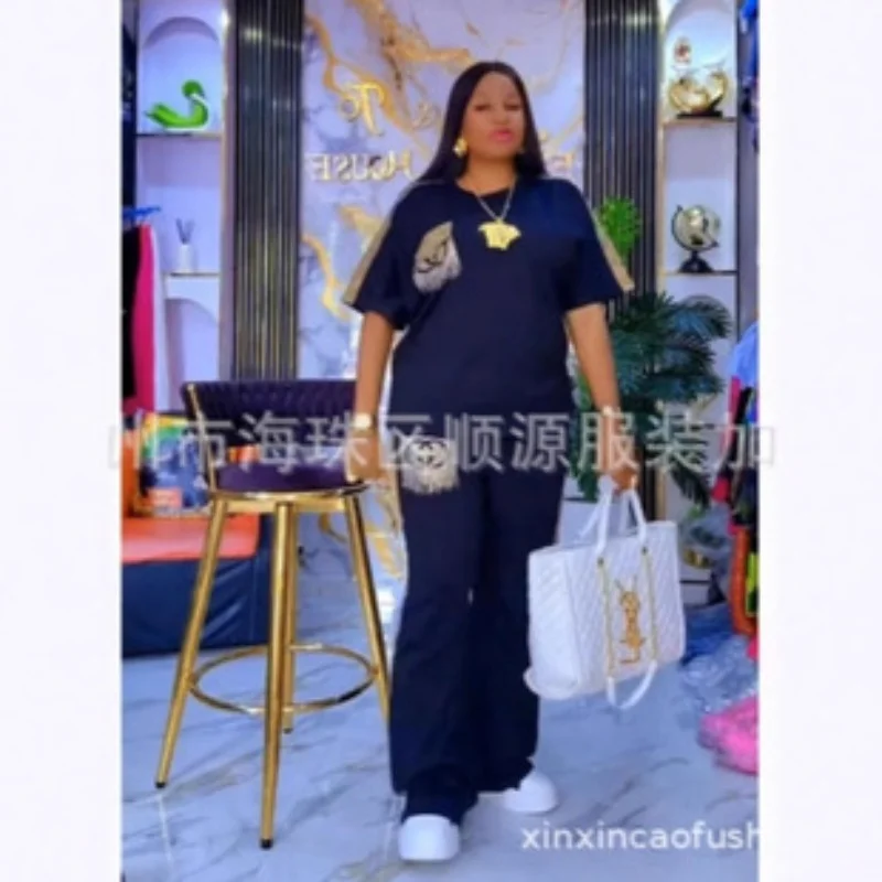 Customized Customized 2 Pieces Women's Sets 2026 Spring Summer Pocket Pullover Suit Short Sleeve Tops And Pants Suits Two Piece