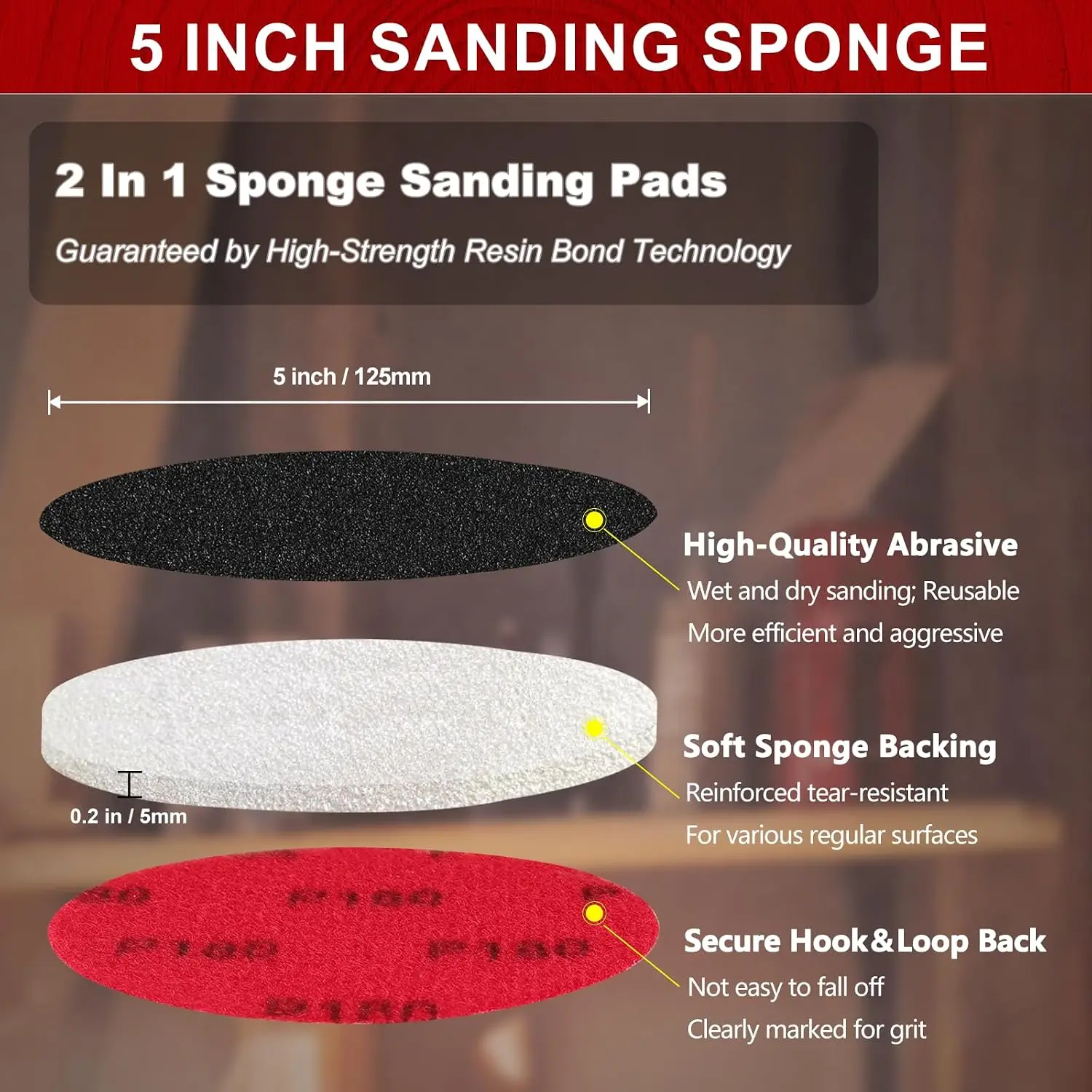 18PCS 5 Inch Sanding Sponge, Bowling Ball Sanding Pads | 180-3000 Grit, Hook and Loop Sandpaper for Random Orbital SanderSanderr