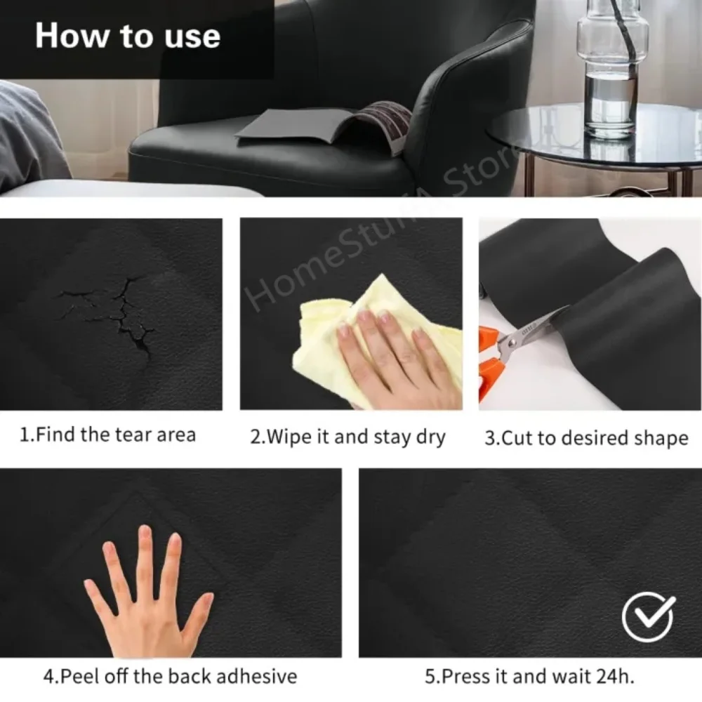 Premium Quality PU Leather Repair Patch Adhesive Self-Adhesive Sticky Sofa Car Seat Repairing Leather Sticker Faux DIY Patches