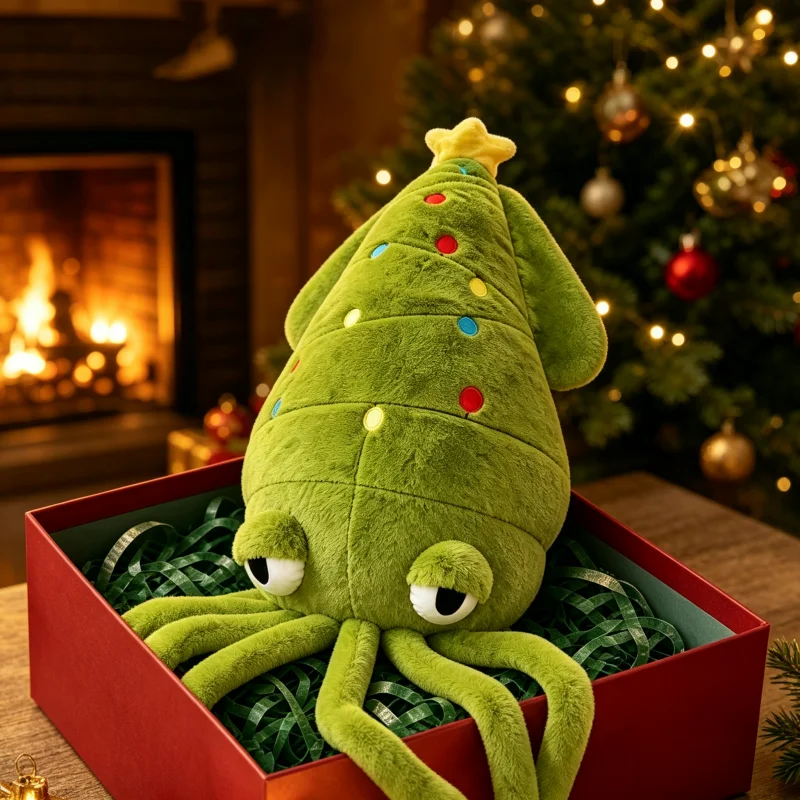Christmas Squid Inkfish Plush Pillow Long Tentacle Soft Plush Toy Creative Holiday Gifts Cute Throw Pillow Party Decor for Baby