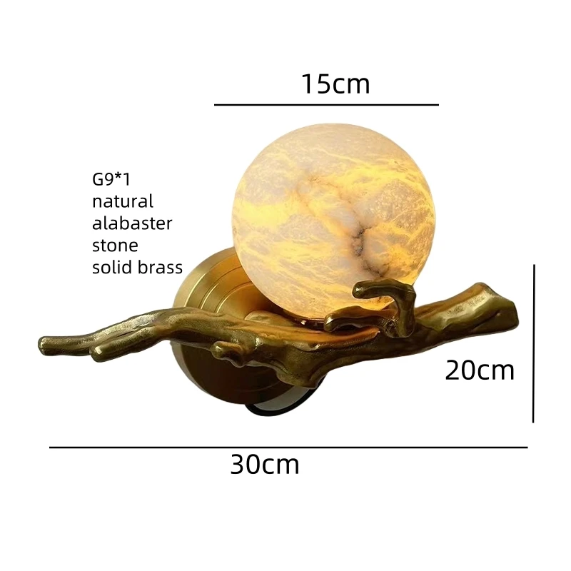 Modern Luxury Brass  Wall Lamp High-Quality Spanish Marble Elegant Sconce Light for Living Room Bedroom Corridor Decor