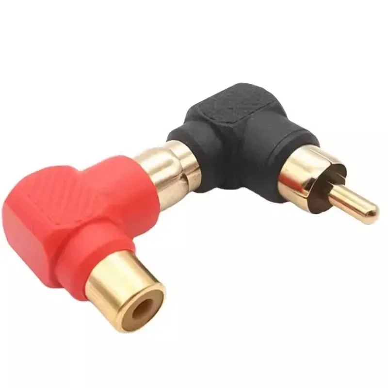 4 قطعة 90 درجة الزاوية اليمنى RCA موصل ذكر إلى أنثى الكوع محول الصوت مطلية بالذهب النحاس الموز موصل قابس