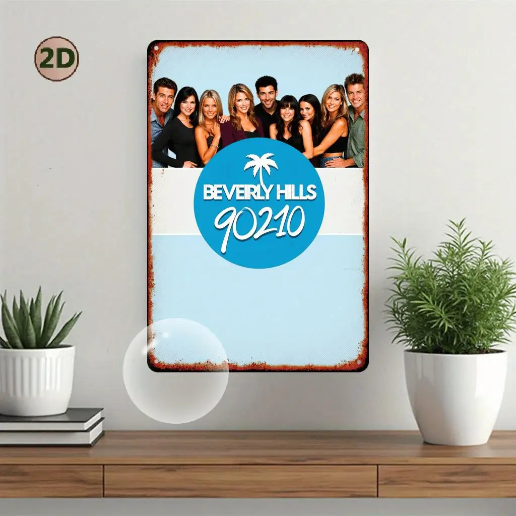 Beverly Hills 90210 Vintage Metal Tin Sign - Retro TV Show Wall Art for Home, Bar, Office Decor - Perfect Gift for Fans & Lovers