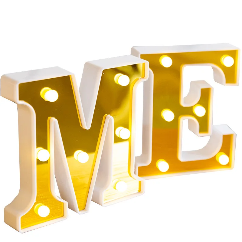 1 قطعة 16 سنتيمتر الذهبي LED رسالة ضوء انبعاث رسائل أرقام ضوء الليل بطارية تعمل بالطاقة مناسبة للمنزل القضبان حفلات الزفاف أعياد الميلاد #3