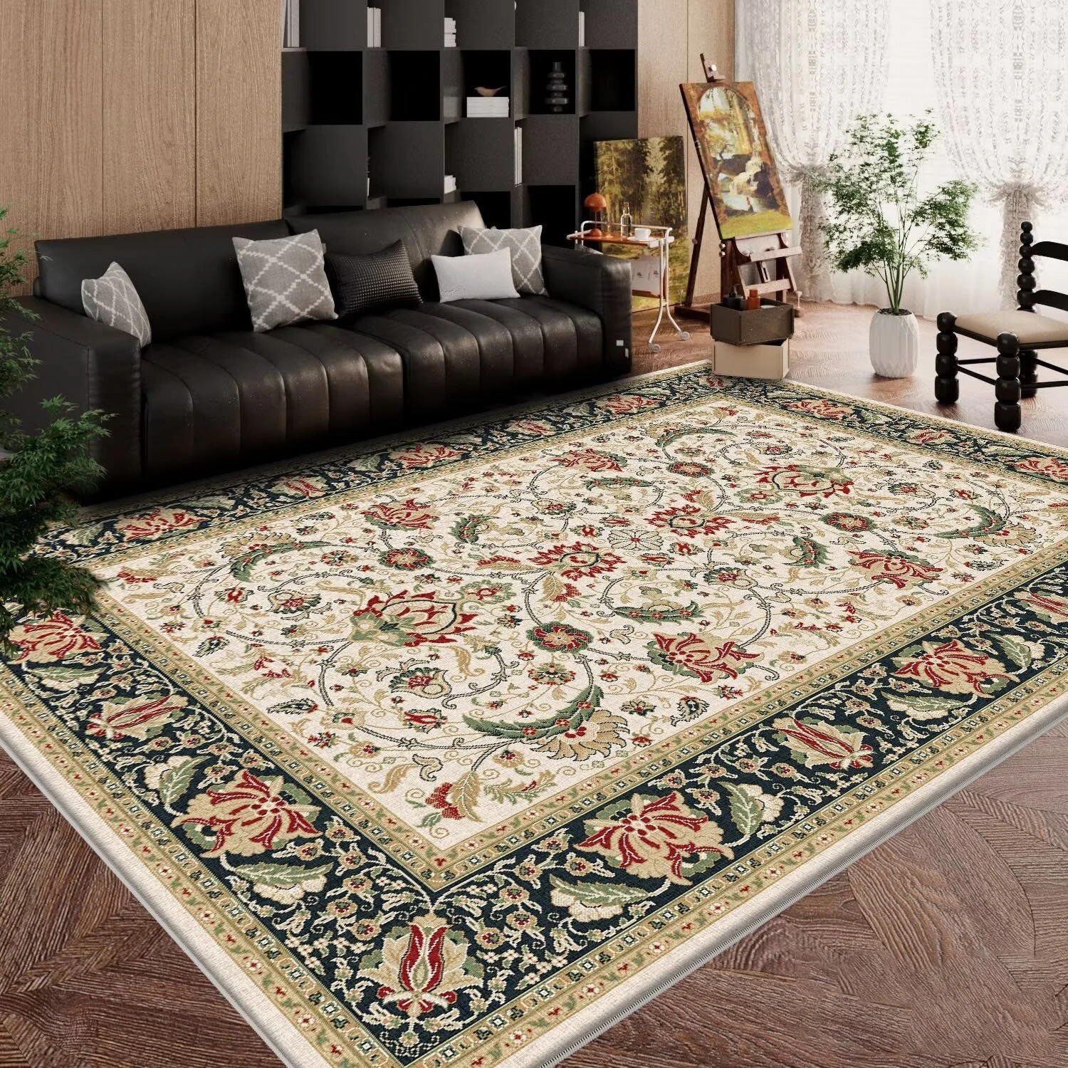 Luxury Persian Carpet for Living Room Retro Decoration Home Sofa Area Non-slip Washable Rugs Bedroom Foldable Plush Doorway Mat