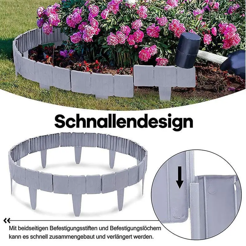 Garden Edging Border Stone Effect Garden Fence Lawn Edging for Landscape Yard Plant Flower Bed Border Plastic Edging Fencing