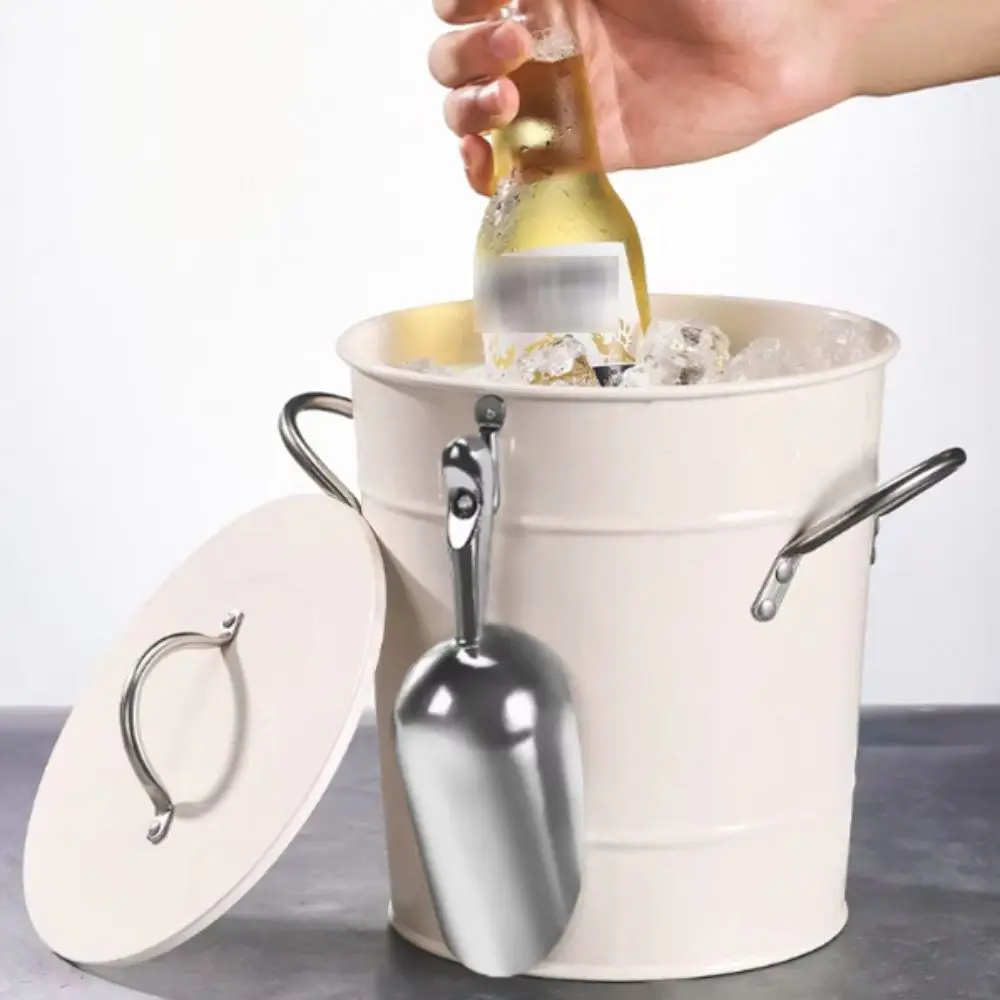 Retro Galvanized Iron Ice Bucket 3500ml with Ice Shovel Beer Chiller Bin Large Capacity Thickened Beer Cooler Bucket Picnic