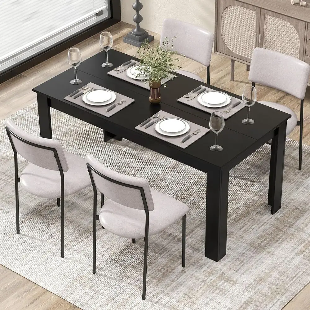 Dining Table or 4-6 People, 63” ern Kitchen Table with L-Shaped Legs, 330 lbs Weight acity, Large Wooden Recular Dinner Table or