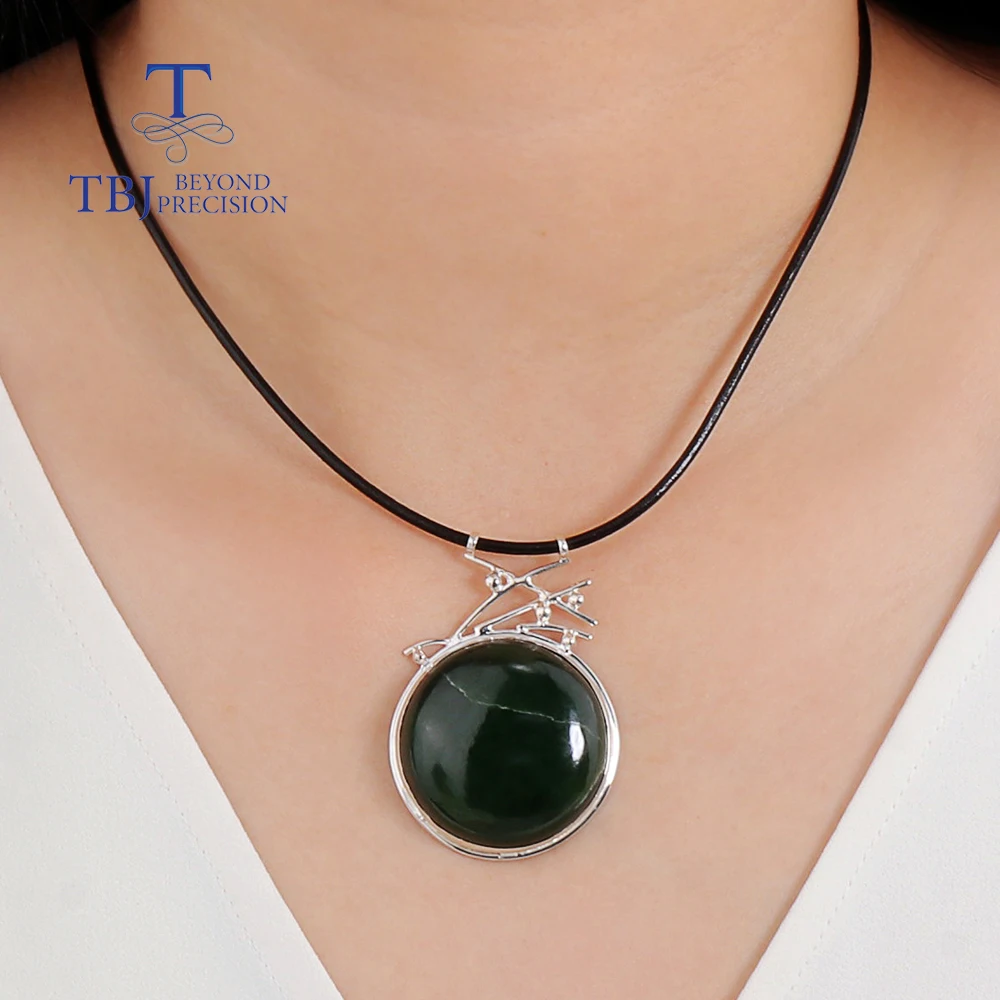 

Handmade Simple Natural canadian jade gemstone pendant necklace fine jewelry 925 sterling silver gift for women Jewelry