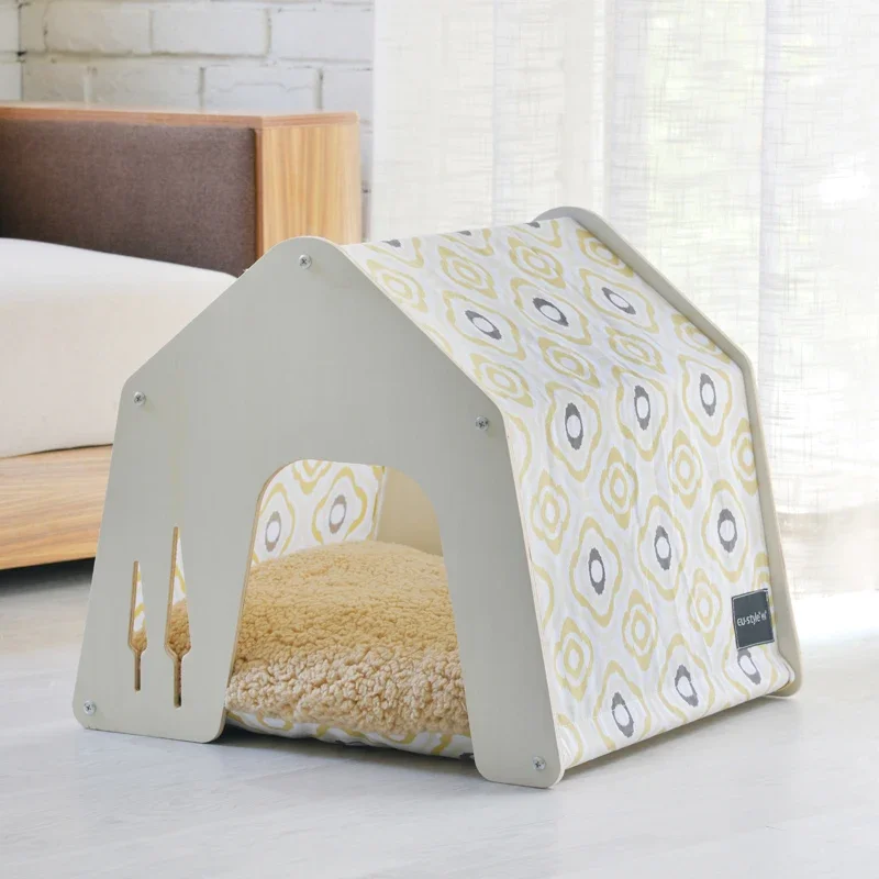 

New Shed Pet House Pastoral Design Birch Cat Nest Dog Pad Pet Cage