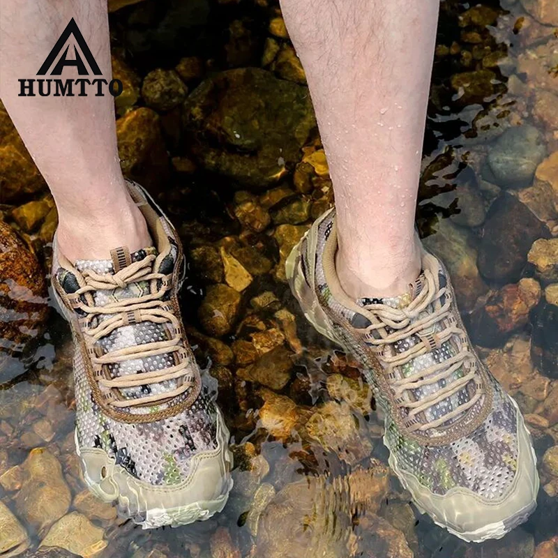 HUMTTO Breathable Trekking Shoes Summer Quick Dry Mesh Upper Hiking Shoes Men Outdoor Walking Sports Sneakers Aqua Water Shoes