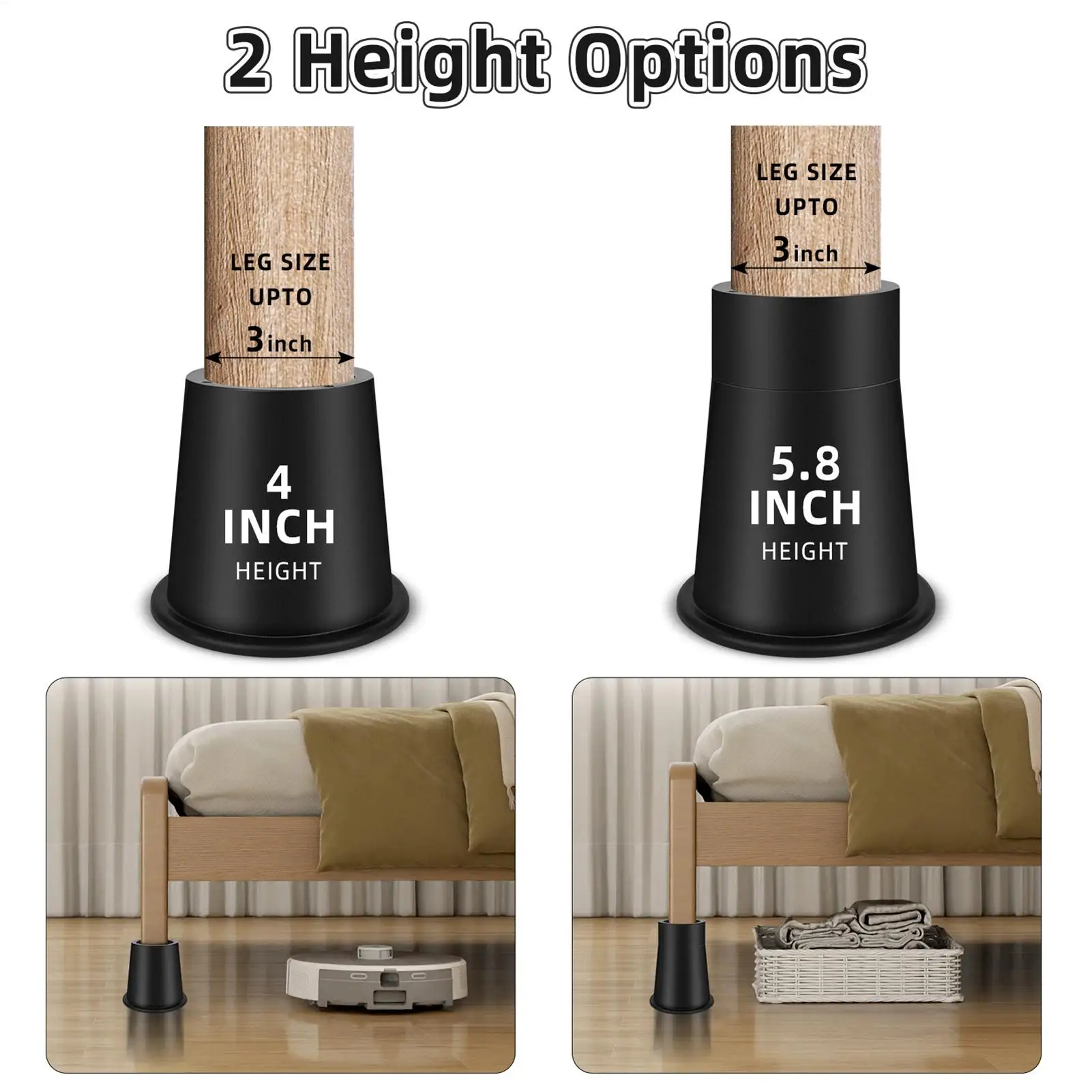 

Furniture Riser Adjustable Bed Leg Extender Stand Heavy Duty Bed Risers For Family Friends Women Home Office Indoor Chair Sofa