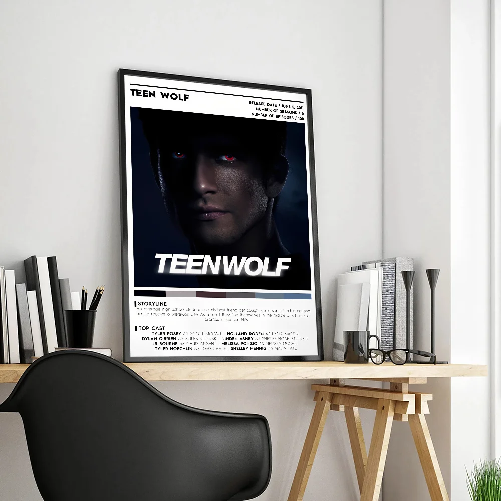 ملصق فني ذاتي اللصق لفيلم الذئب في سن المراهقة ، مطبوعات ورقة بيضاء ، أعمال فنية ، ديكور منزلي