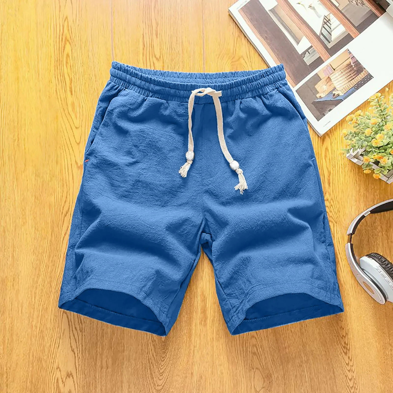 Men Drawstring Shorts With Pocket Mens Gym Training Shorts Sports Casual Clothing Fitness Workout Running Sportswear Pants