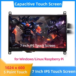 7 Inch 1024x600 IPS LCD Portable HDMI-compatible Monitor Touch Screen HD Display for Raspberry Pi 5 4B 3B+ 3B PC Laptop