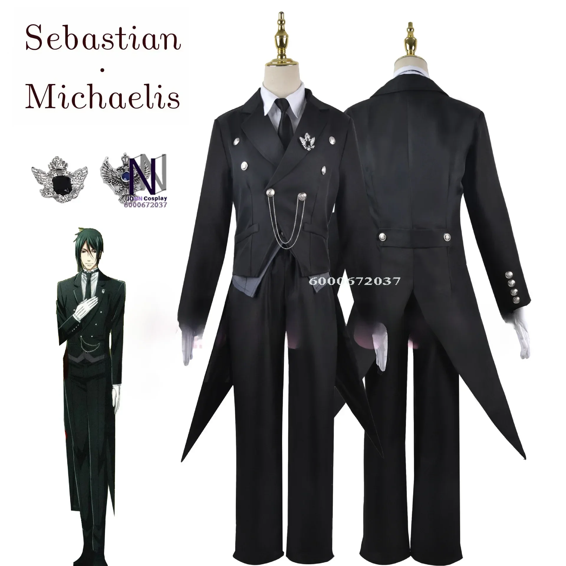 Anime Black Butler Sebastian Michaelis Cosplay Sebas Costume Japanese Carnival Party Uniform Swallowtail High Quality Roleplay