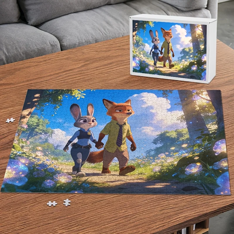 1000 elementów Puzzle Disney Zootopia Judy & Nick Wilde - Trudne, kultowe łamigłówki dla dorosłych, kolekcjonerski film dla fanów, / Odpowiednie