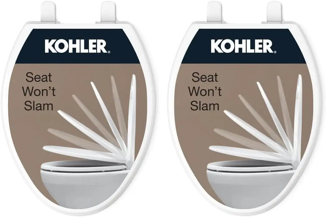 

Slow Close Elongated Toilet Seat, Quiet-Close Lid, Easy Quick-Attach Hardware, Grip-Tight Bumpers, White (Pack of 2)