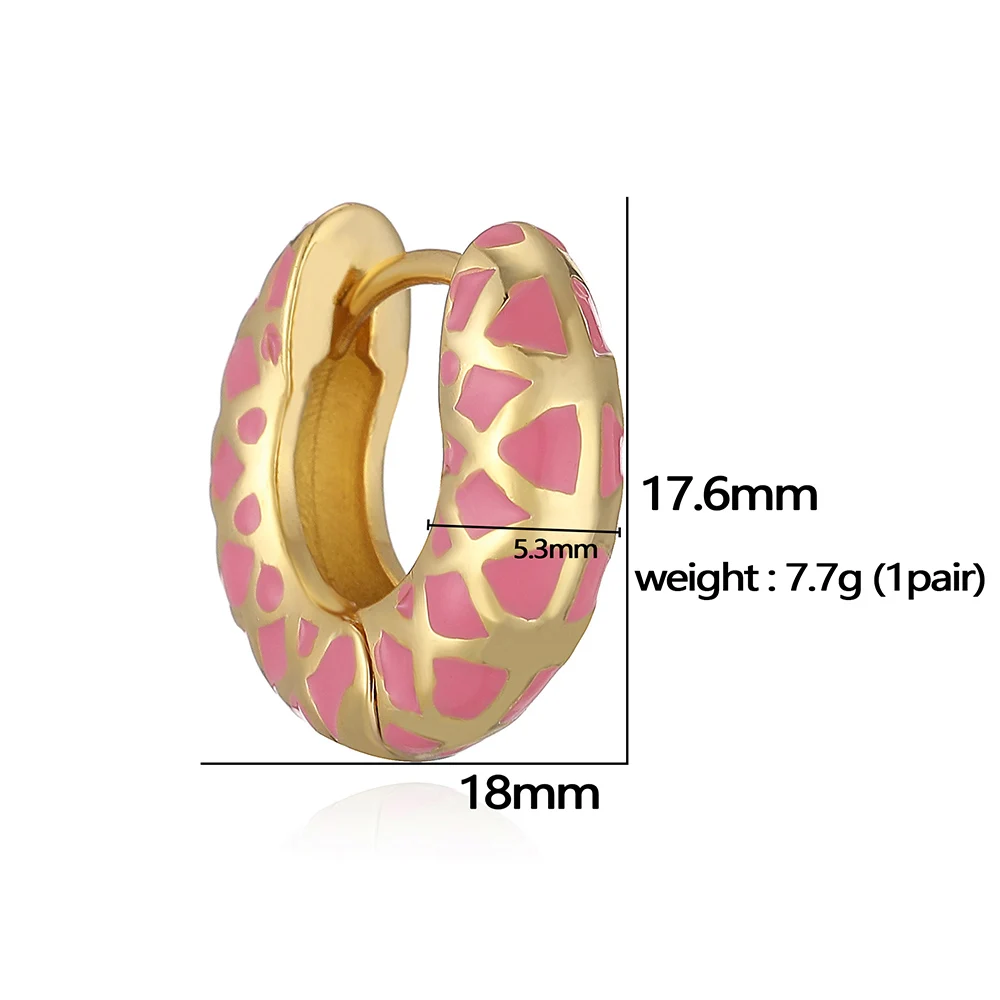 HECHENG,Colorful Enamel Geometric Round Circle Hoop Earrings for Women Vintage Ear Buckle Huggie Earring Statement Jewelry