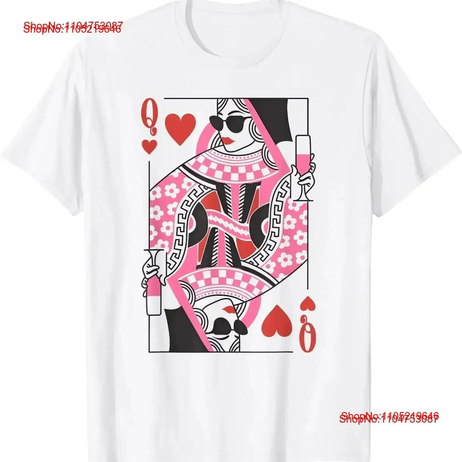 Queen of Hearts Champagne Lover Womens s Valentines Day T Shirt 4XL vintage Washed homme streetwear designer clothes graphic