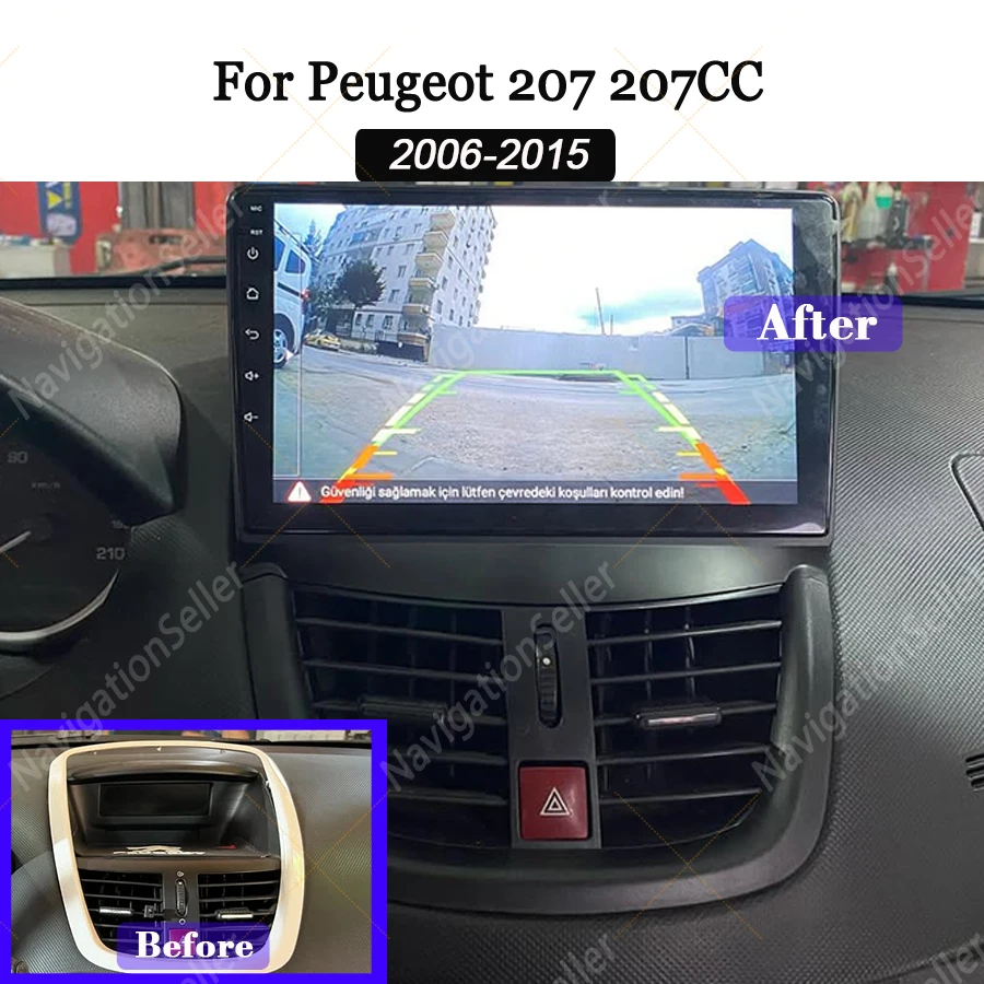 

For Peugeot 207 207CC 2006-2015 Android Radio Multimedia Carplay Screen Gps Navigation Stereo No Double Din AHD Camera DAB Wifi