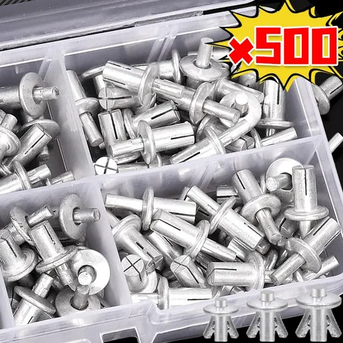 Imagen 1 del producto Remaches de accionamiento de martillo de 7mm/9mm/11mm, remaches de núcleo de aluminio con cabeza redonda, tornillo de expansión tipo golpe para muebles y gabinetes fijos