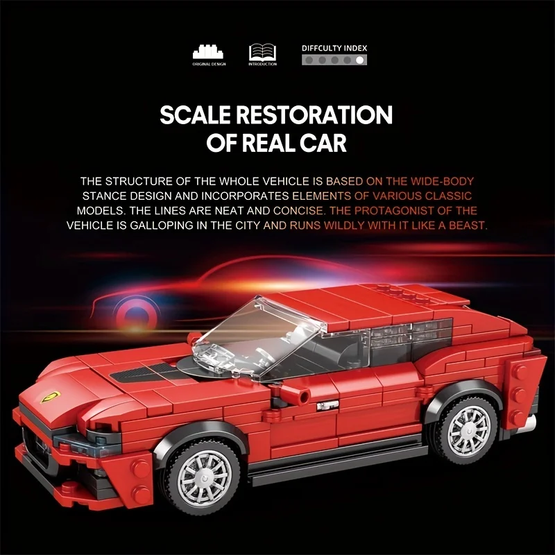 ตัวต่อรถ SUV สุดหรู 689 PUR-OSANGUE จำนวน 388 ชิ้น อัตราส่วน 1:24 ชุดโมเดลระดับไฮเอนด์สำหรับเด็กผู้ชาย ของสะสม