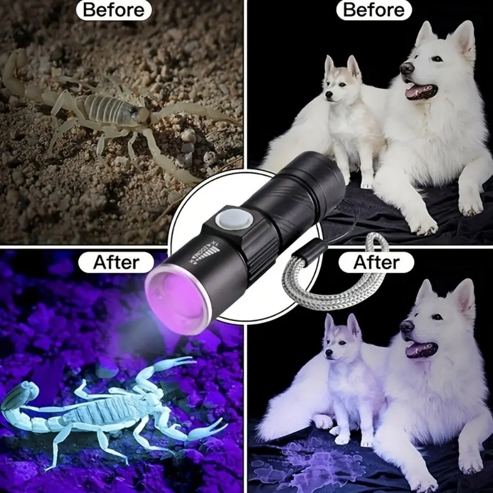 UV LED Portable Flashlight 395nm Black Light Wavelength Violet Flashlight Pet Urine Scorpion Feminine Hygiene Detector Torch