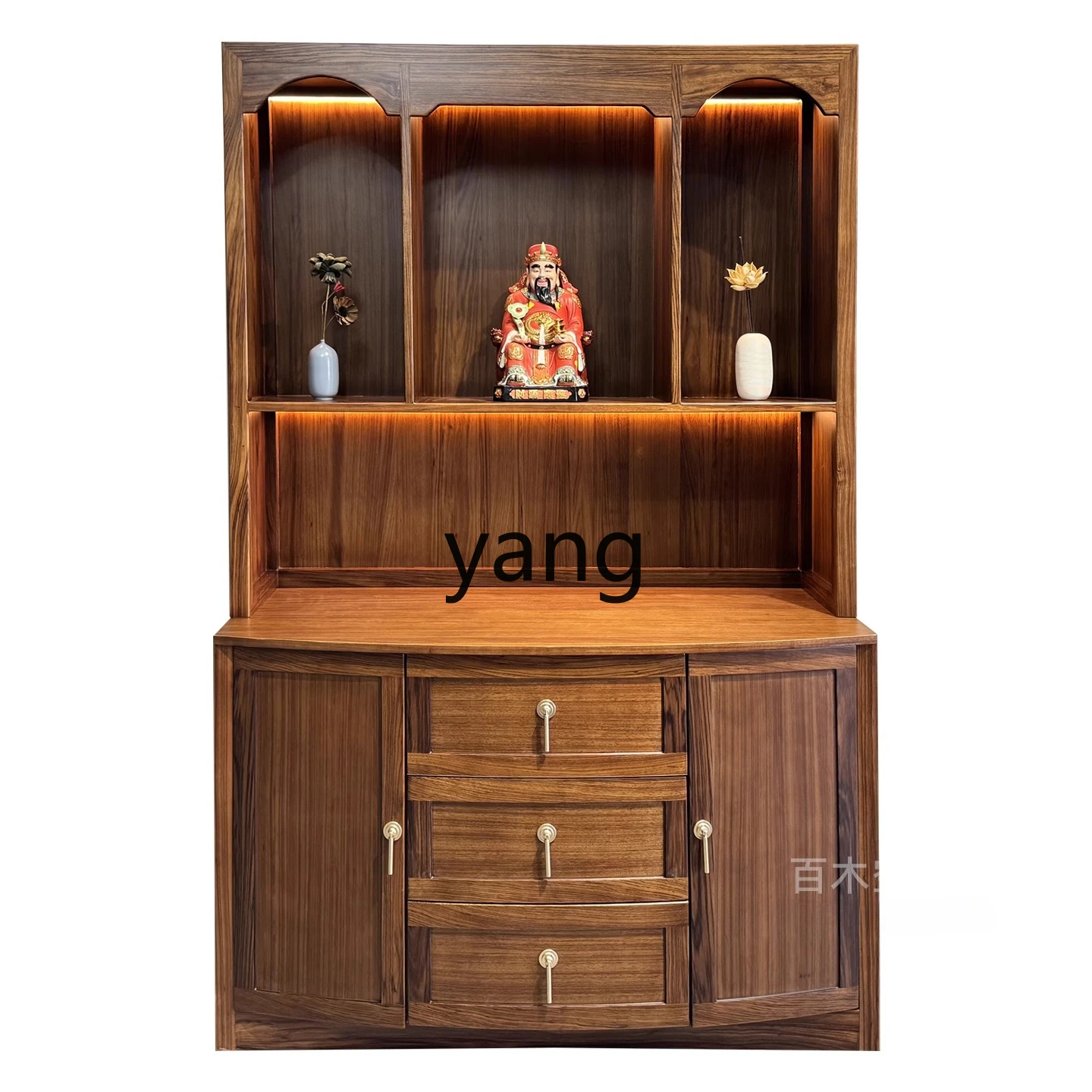 LHH new Chinese solid wood Buddhist platform household Bodhisattva God of Wealth offering table three grid vertical cabinet