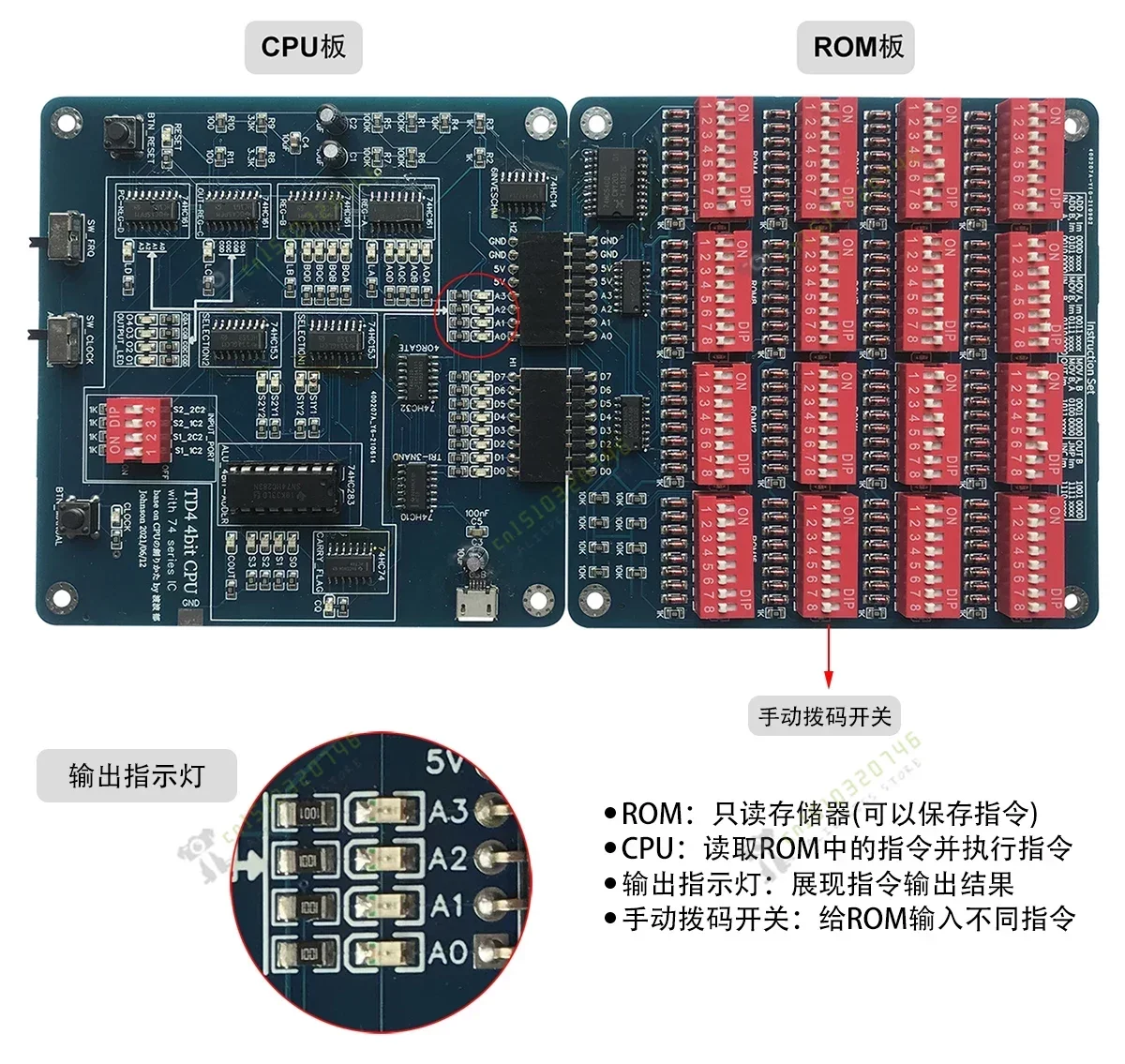 4Bit TD4 CPU Self-made Introduction 74 Series Chip Logic Circuit Design CPU Operating Principle Learning