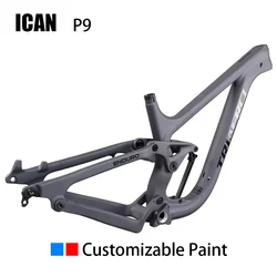 ICAN Premium P9 Full Carbon Suspension Frame 27.5er 29er Boost Mtb Mountain Gravel Bike Enduro Frameset With 150mm Travel Max