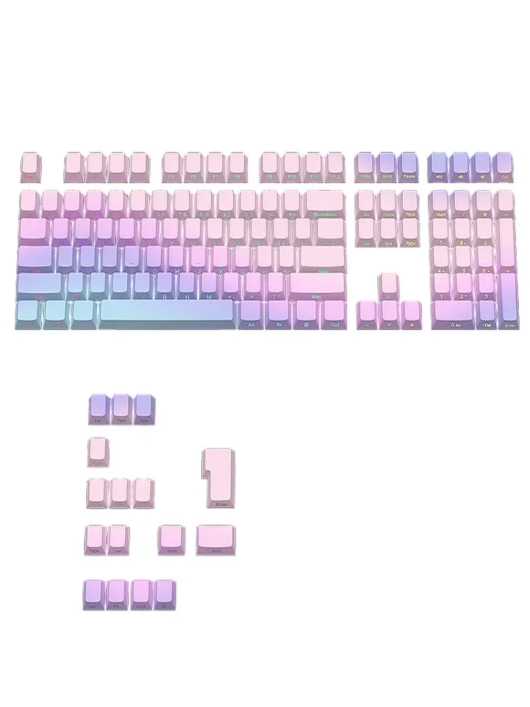 Side engraving gradual change mechanical keyboard keycap small full set of sublimation 68/84/75/87/98/108 keys