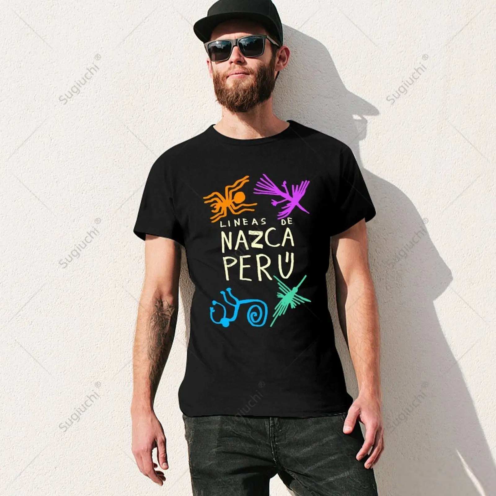 Unisex peruano linho De Nazca t-shirt, 100% algodão Tees para homens e mulheres, meninos