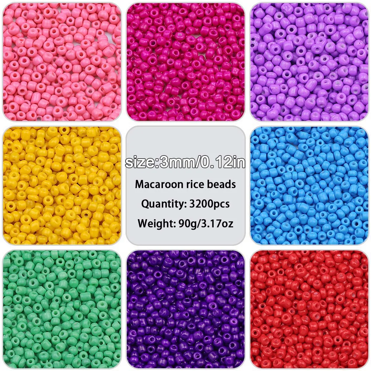 650Pcs 3mm 18g Small Coloured Glass beads, Round Solid Coloured Shims Loose Beads For DIY Jewelry Bracelet Making Accessories