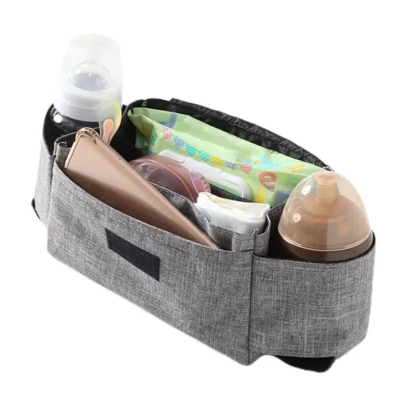 Bolsa organizadora de cochecito de bebé, bolsa de pañales de mamá de gran capacidad con portavasos aislado, bolsa de teléfono desmontable, accesorios de viaje