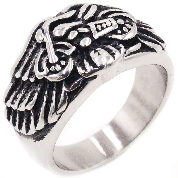 

AsJerlya Vintage Winged Motorcycle 316L Stainless Steel Punk Rings For Men Biker Rock Hip-Hop Men's Ring Wholesale Dropshipping