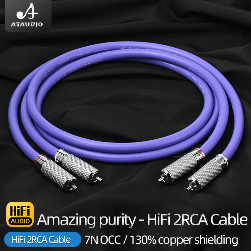 One Pair HiFi 2RCA Audio Cable 7N OCC  Male to Male High-performance Premium Interconnect Cables for Amplifier DAC TV