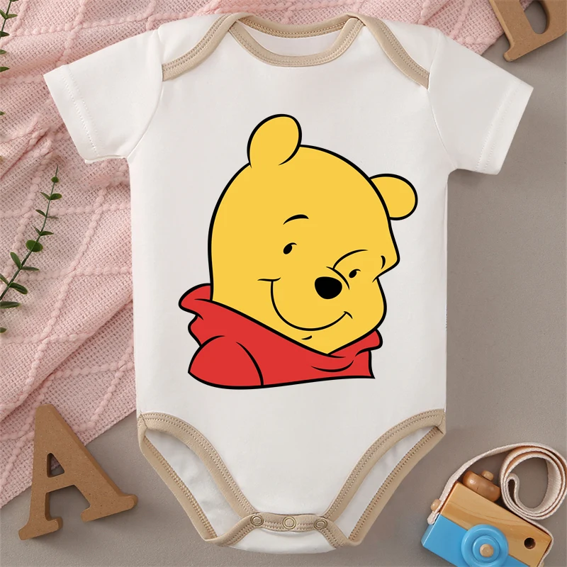 

MINISO Winnie the Pooh 100% Cotton Print Baby Cloths Jumpsuit Onesie Bodysuit for 0 To 12 Months Newborn Best Gift for Baby