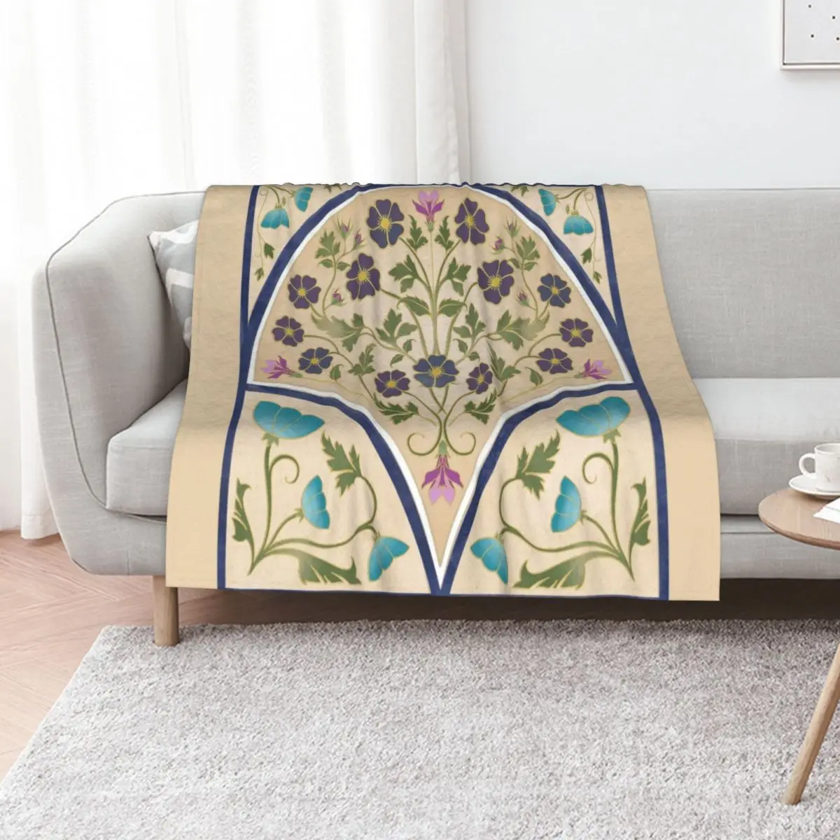 Art Nouveau Morning Glory Garden Throw Blanket Thin Soft Blanket for Summer Night Sleeping