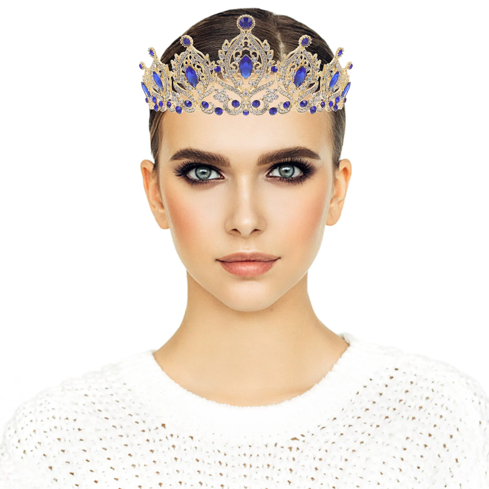 

Crystal Bridal Crown Headband Metal Delicate Wedding Bride Hair Accessory for Photo Shoots Parties Birthdays Weddings