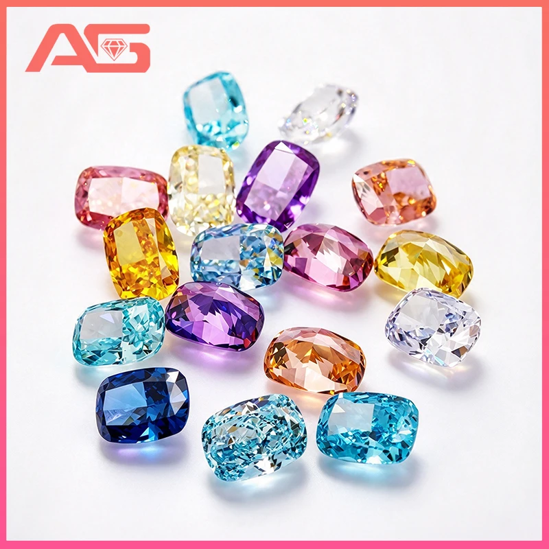 Top Colors L-Cusion Cut High Carbon Cubic Zirconia 4K 5A Grade Quality Lab Created Diamond Simulacrum for Jewelry Accessories